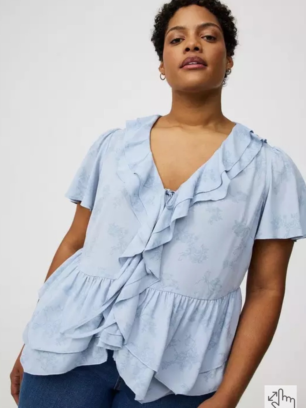 Torrid Blue Double Ruffle Blouse Toile